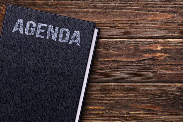 a book, agenda, table